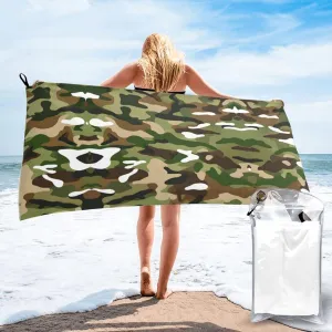 Abstract Camouflage Premium Compact Microfiber Travel Towel-Featherlight & Quick Dry,Sand-Resistant Beach Towel for Swimming,Camping,Vacation Essentials with Carry Pouch
