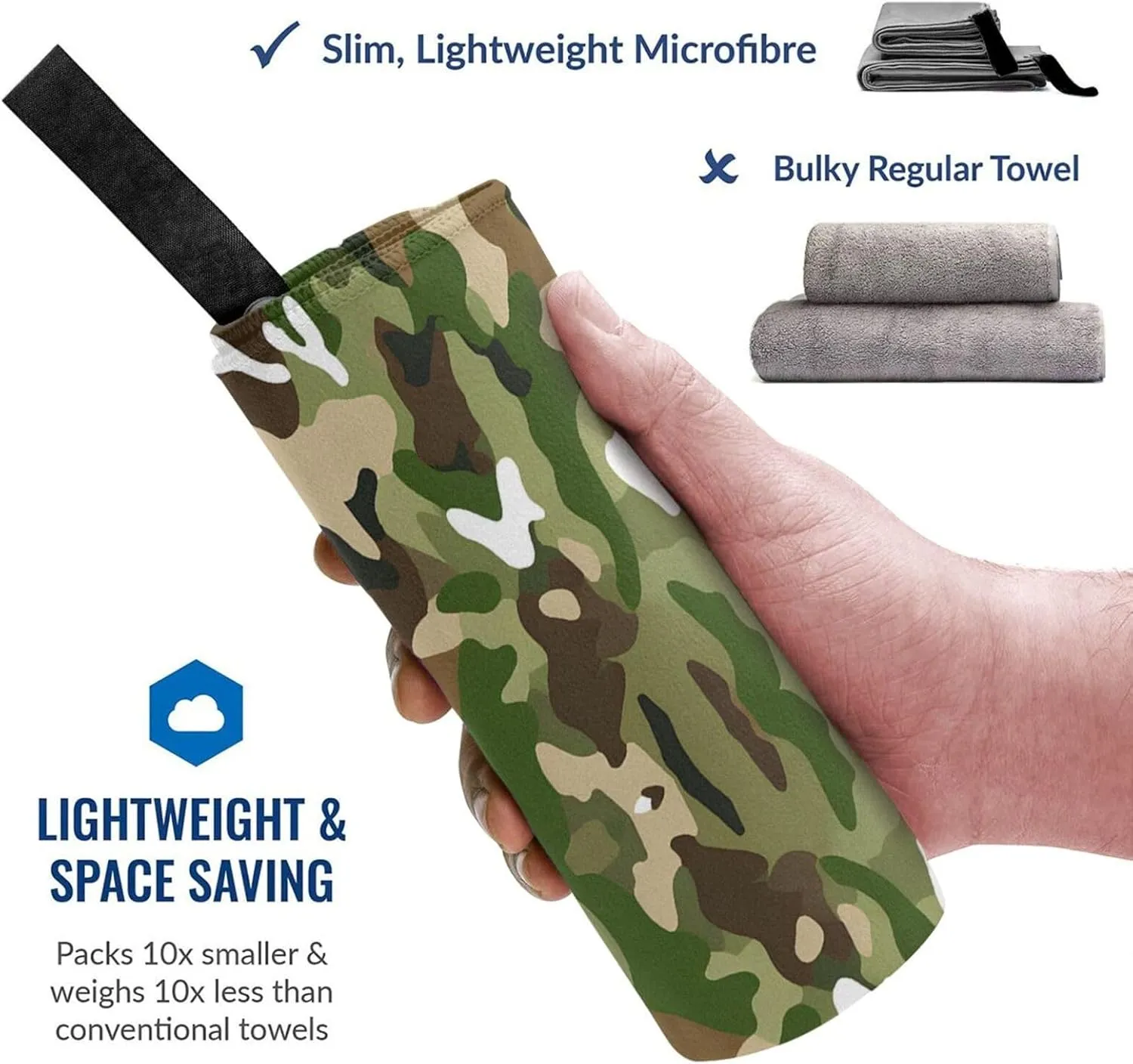 Abstract Camouflage Premium Compact Microfiber Travel Towel-Featherlight & Quick Dry,Sand-Resistant Beach Towel for Swimming,Camping,Vacation Essentials with Carry Pouch
