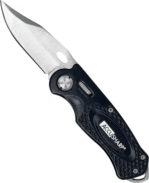 ACCUSHARP Sport Knife, Stainless Steel Folding Pocket Knife, Compact & Lightweight Sport Knife for Fishing, Hunting, Camping, Hiking, & Outdoors, Black