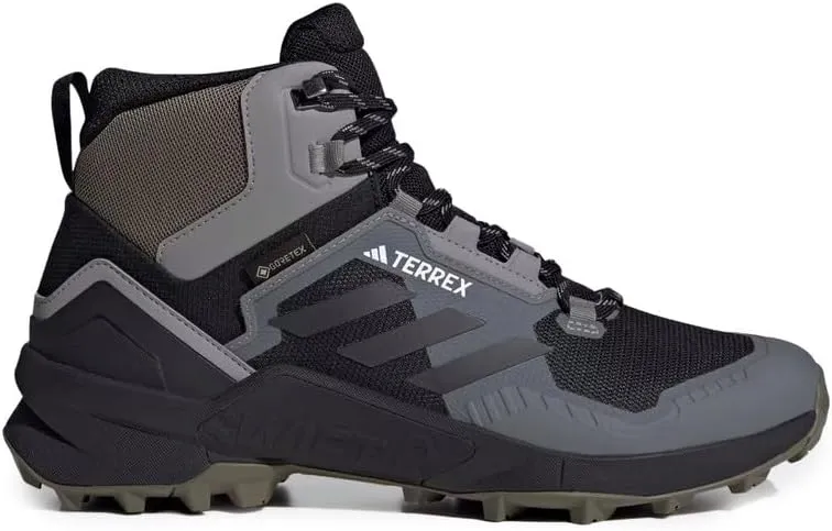 Adidas Terrex Swift R3 Mid Gore-Tex Hiking Shoes, Men's, Core Black/Carbon/Charcoal Solid Grey, US 9 M
