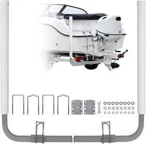 Adjustable 40" Boat Trailer Guide Poles, 2PCS Rustproof Galvanized Steel with PVC Protection, 43" Height, Flexible Installation for Easy Loading of Ski, Fishing & Sailboats
