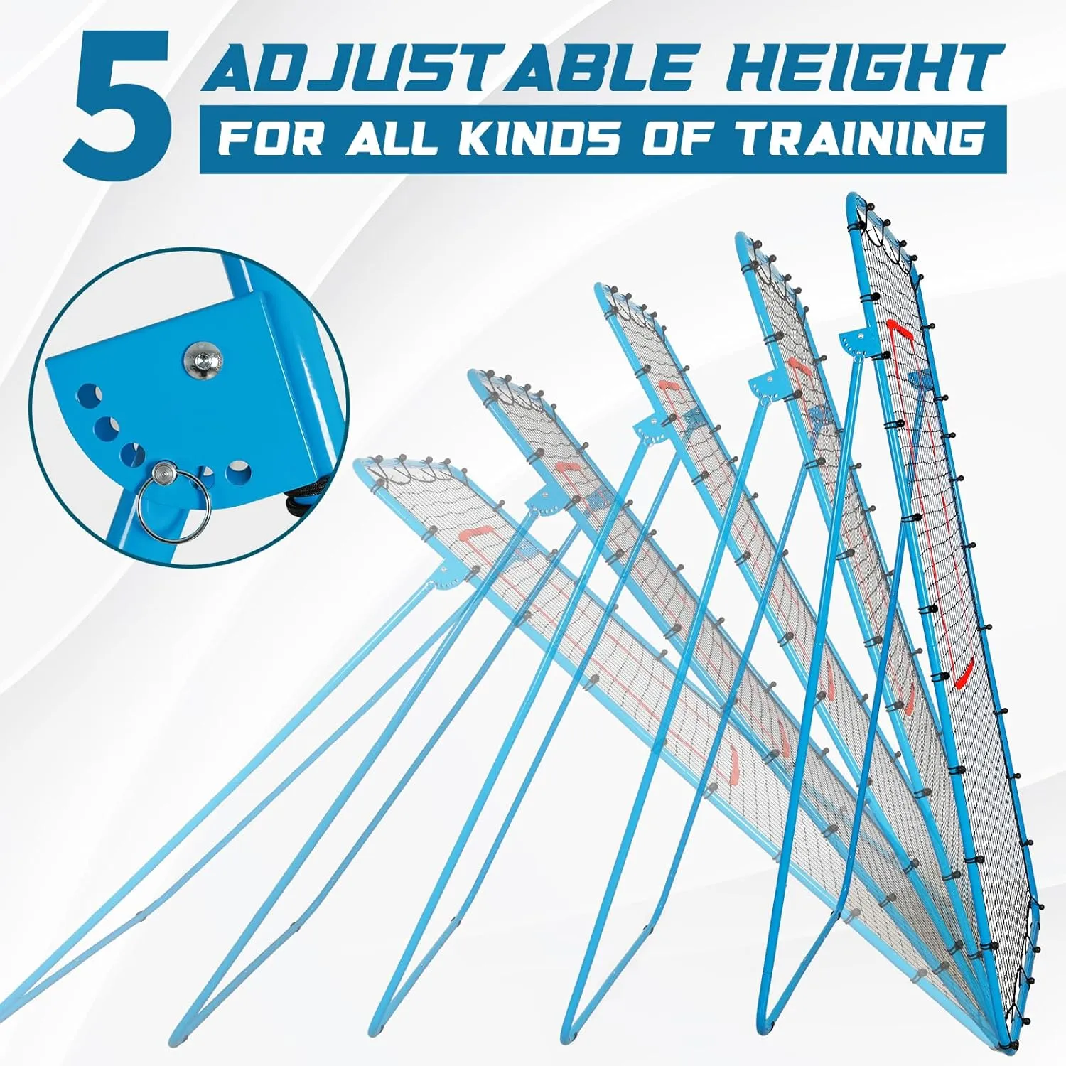 Adjustable Volleyball Rebounder Net 7x4 ft with PU Volleyball and Stakes - Bounce Back Training Equipment for Practicing Volleying, Bumping, Spiking, Easy Set Up & Steady for Multi Sports