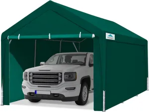 ADVANCE OUTDOOR 10x20 ft Heavy Duty Carport Garage Shelter, Adjustable Height (6.5-11ft) Waterproof Canopy with Removable Sidewalls for Cars, RV, Boat, Truck, Party - Green