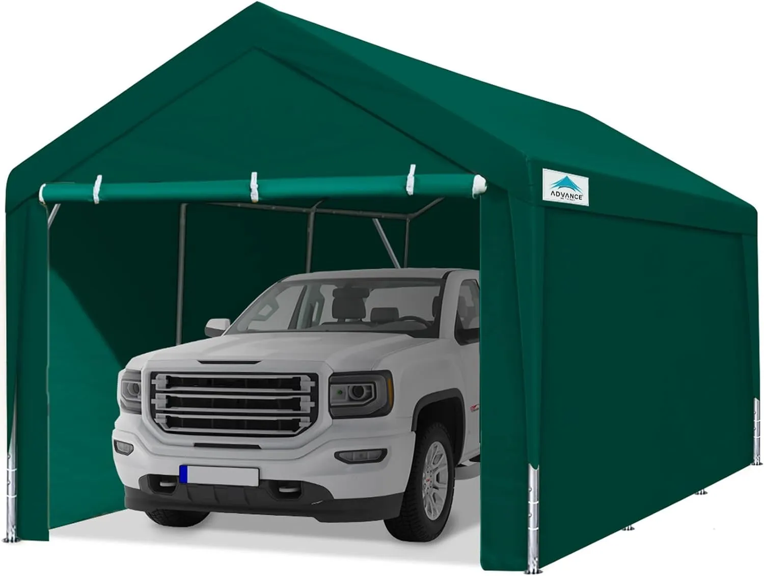 ADVANCE OUTDOOR 10x20 ft Heavy Duty Carport Garage Shelter, Adjustable Height (6.5-11ft) Waterproof Canopy with Removable Sidewalls for Cars, RV, Boat, Truck, Party - Green