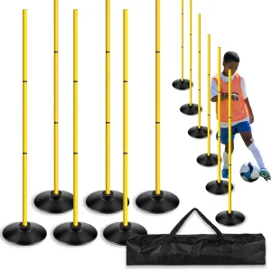 Agility Poles Set 6 Packs- Adjustable Height 5ft Soccer Training Poles with Heavy-Duty Rubber Base, Football Basketball Speed Drill Equipment for Indoor Outdoor Turf (Dog/Horse Compatible)