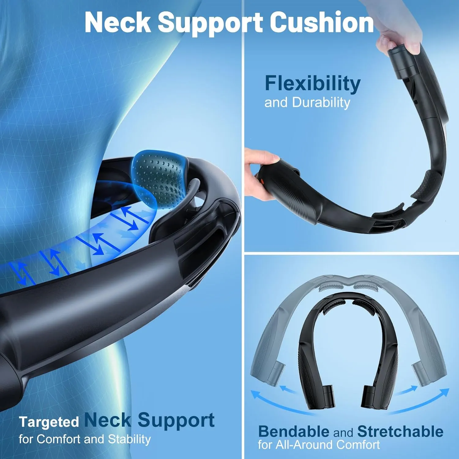 AI Portable Neck Fan with 6 Powerful Speeds, 8000mAh Battery Operated USB-C Rechargeable Fan, Hands-Free 360° Cooling Neck Fan,Twistable,Ultra-Quiet Personal Fan for Women Men Office Travel(Black)