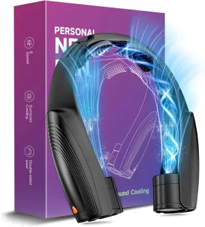 AI Portable Neck Fan with 6 Powerful Speeds, 8000mAh Battery Operated USB-C Rechargeable Fan, Hands-Free 360° Cooling Neck Fan,Twistable,Ultra-Quiet Personal Fan for Women Men Office Travel(Black)