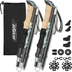 aiGear Lightweight Trekking Poles, 2 Pack Adjustable 7075 Aluminum Hiking Poles with Anti-Shock, EVA Foam Grips, Quick Lock System & 4 Terrain Tips (41.3" to 49.2")