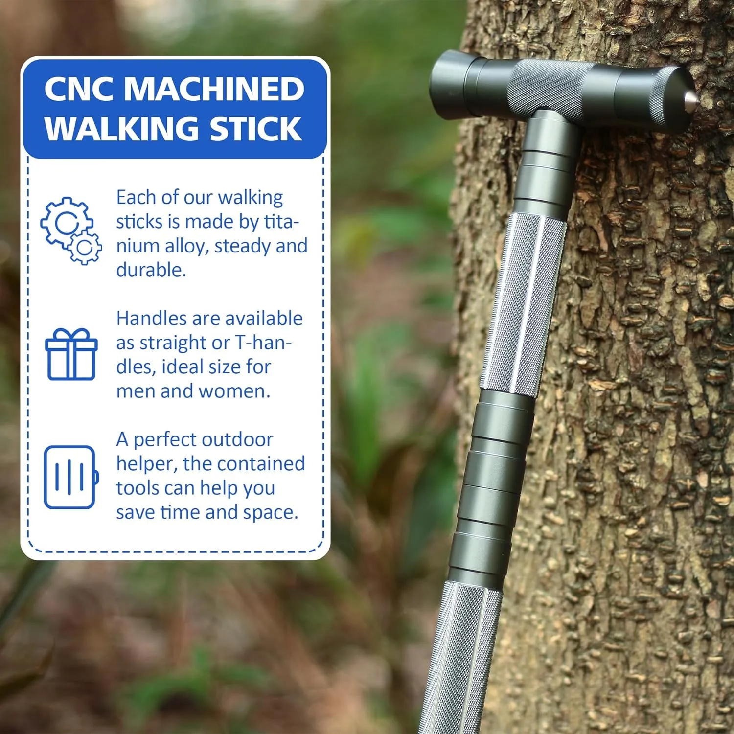 aiGear Tactical Stick Hiking Walking Staff - Trekking Poles Tactical Staff Adjustable Hiking Stick Gear for Outdoor Survival Camping Hiking