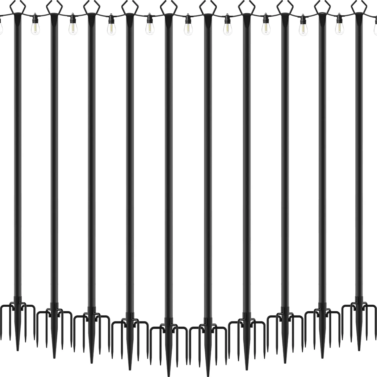 AILBTON 10 Pack 10Ft String Light Poles,Light Poles for Outside String Lights,Outdoor Light Poles with Fork,Metal Pole Stand for Patio,Backyard,Deck