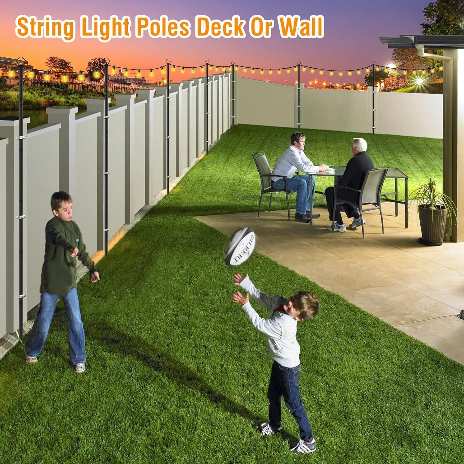 AILBTON 10 Pack 10Ft String Light Poles,Light Poles for Outside String Lights,Outdoor Light Poles with Fork,Metal Pole Stand for Patio,Backyard,Deck