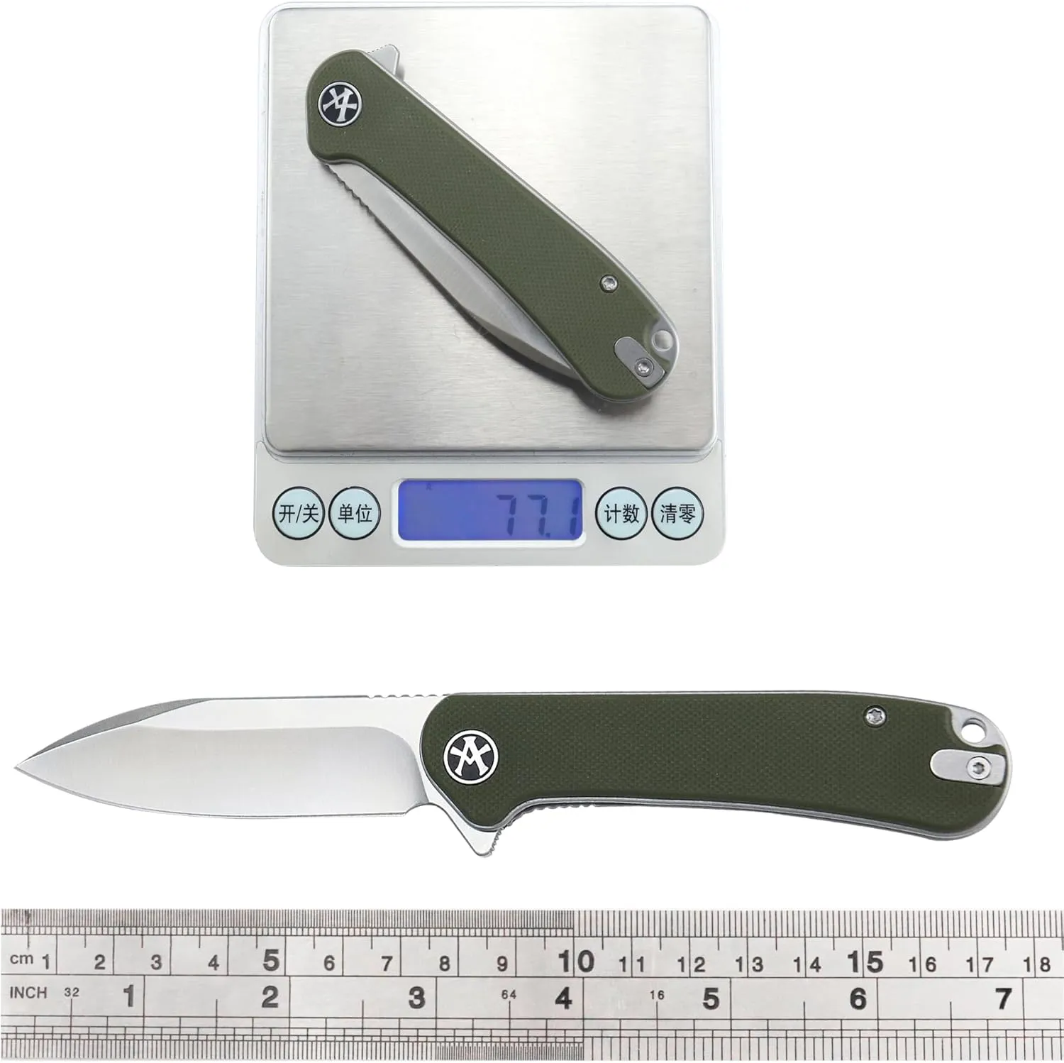 ALBATROSS EDC Folding Pocket Knife - 3" D2 Steel Blade, Green G10 Handle, Smooth Flipper, Outdoor Survival Tool FK059 (Green)