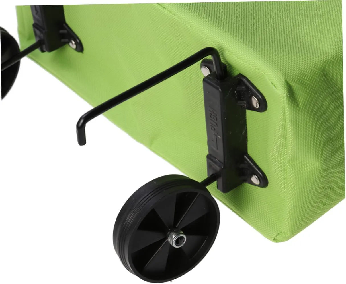 Alipis Portable Collapsible Shopping Cart Lightweight Green Trolley Bag for Easy Travel Grocery and Outdoor Activities Vegetables Organizer for Beach Gym and Camping