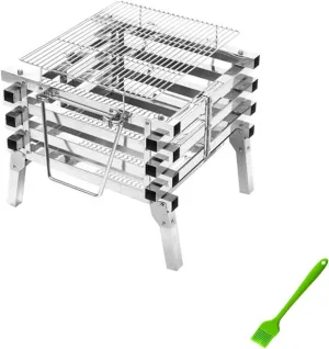 All Stainless Steel Camping Folding Portable Barbecue Grill Carbon Oven Wood Stove Bonfire Rack Barbecue Incinerator