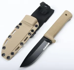 allvin M7797 Survival Straight Knife 5Cr13Mov Black Oxide Drop Point Blade Full Tang FRN Handle Outdoor Camping Hiking Fishing Fixed Blade Knives with Kydex (Serrated Blade)