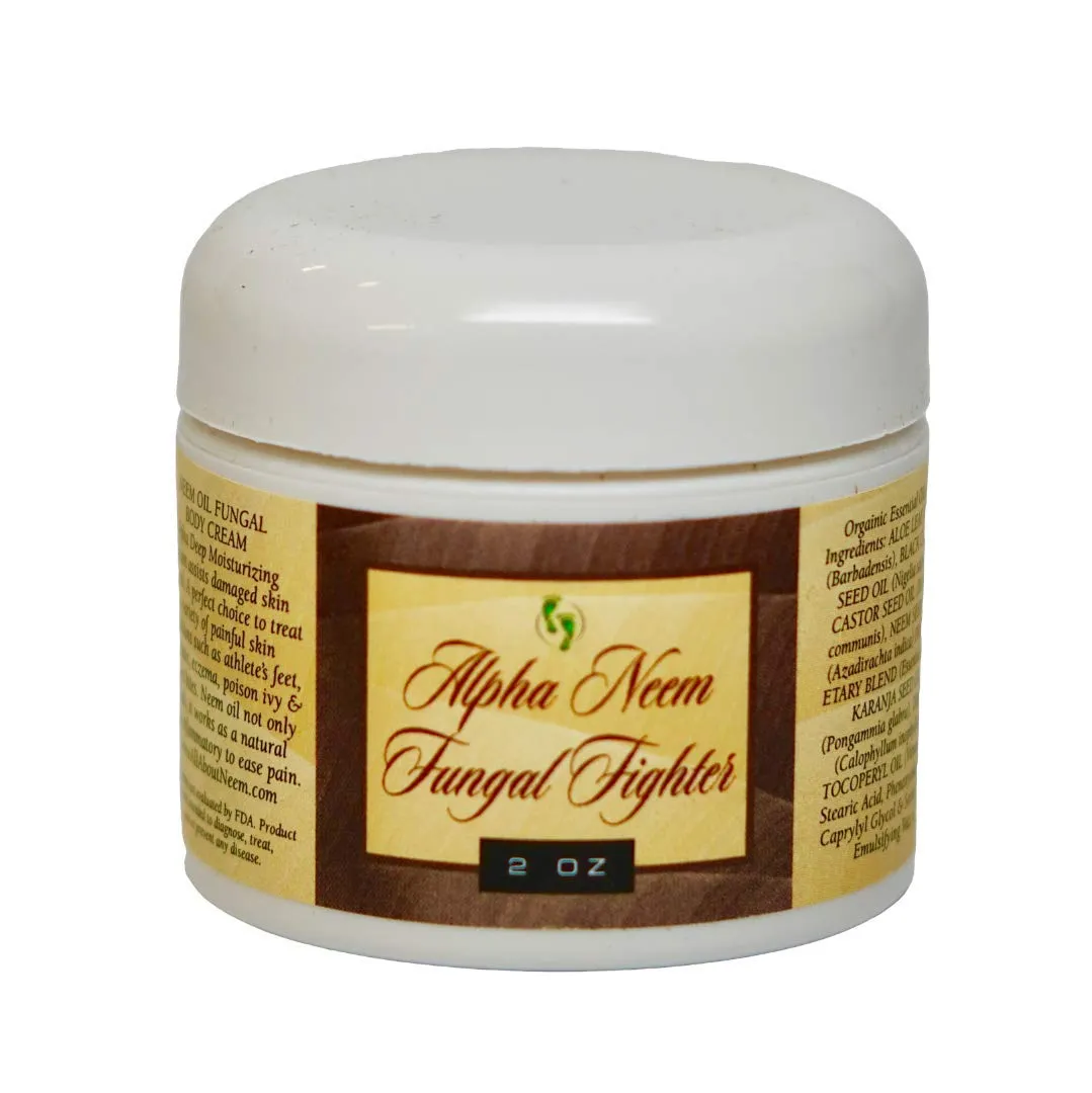 Alpha Neem Fungal Fighter Cream All Natural Thick Healing Soothing For Healthy Skin! (2.0 Oz Travel Size) Made in America