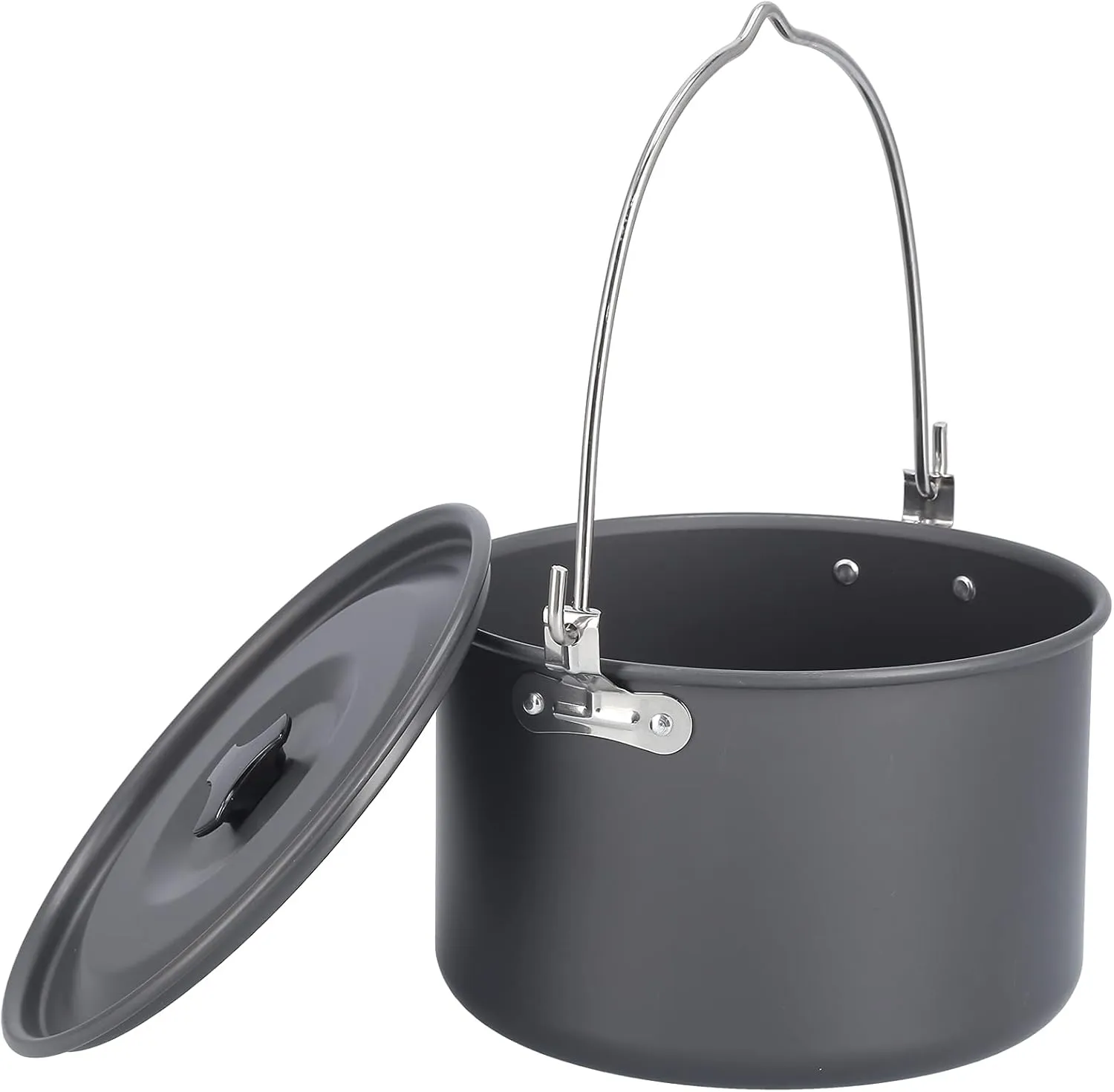 Aluminum Hanging Pot,Camping Cookware Cookware Cookware Kit,Aluminum Camping Pot with Lid for Outdoor Adventures – Ideal for Campfires and Picnics, Serves 6-8 People