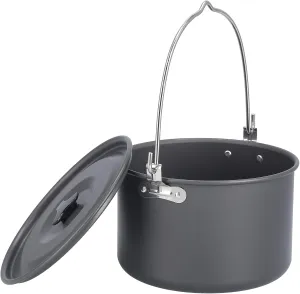Aluminum Hanging Pot,Camping Cookware Cookware Cookware Kit,Aluminum Camping Pot with Lid for Outdoor Adventures – Ideal for Campfires and Picnics, Serves 6-8 People