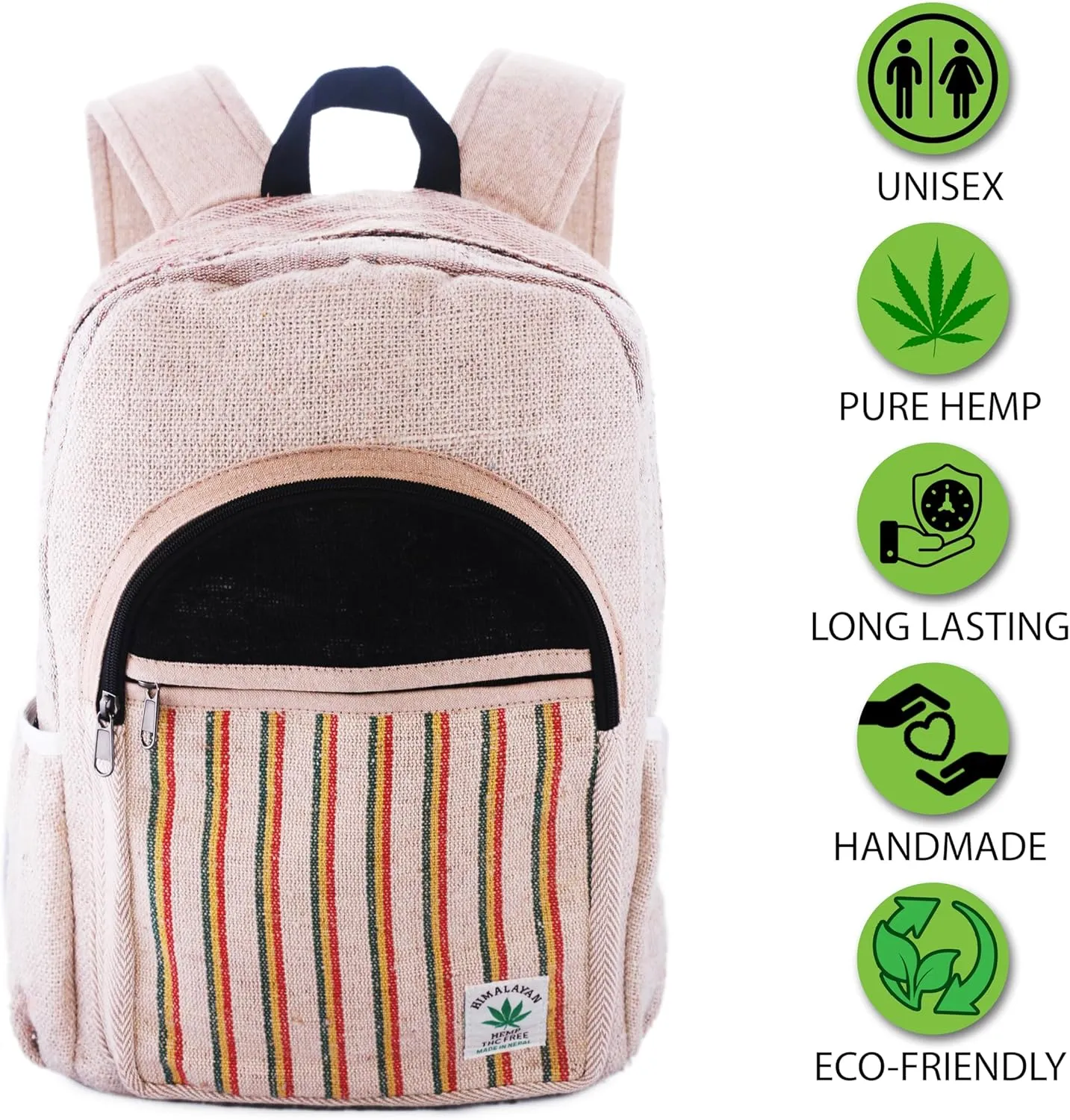 Anitya Hemp Backpack, Multi-Functional Pockets, Eco-Friendly, Unisex, Hiking Daypack, Durable Rucksack (AHLB06)