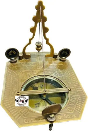 Antique Nautical Brass Sundial Pendulum Compass Brass Navigation Compass Fully Functional Compass Nautical Maritime Traveler Inspirational Adventurer Compass Home Decor Gift