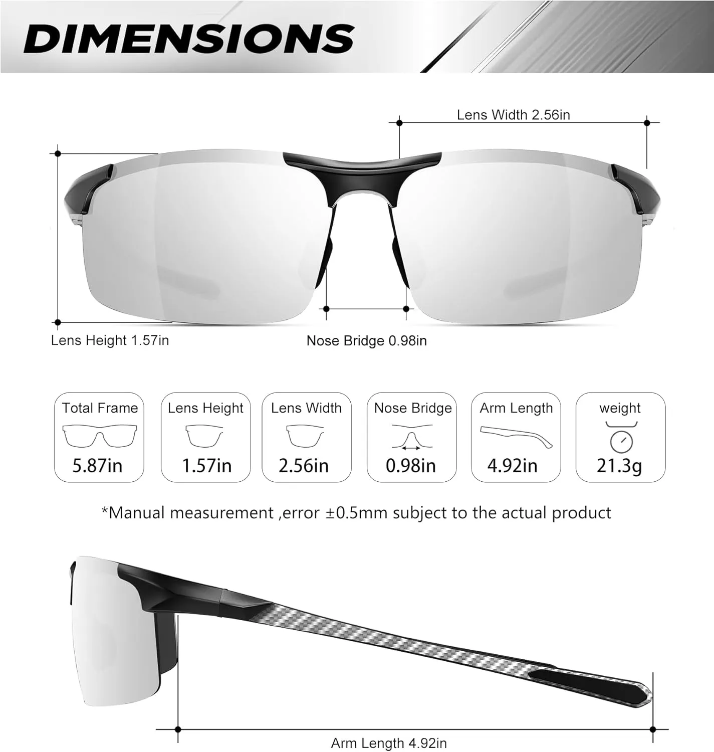 ANYLUV Polarized Sunglasses-Men Mens-Sunglasses Sport: Carbon Fiber Lightweight Sun Glasses Al-Mg UV400 Fishing Driving Golf