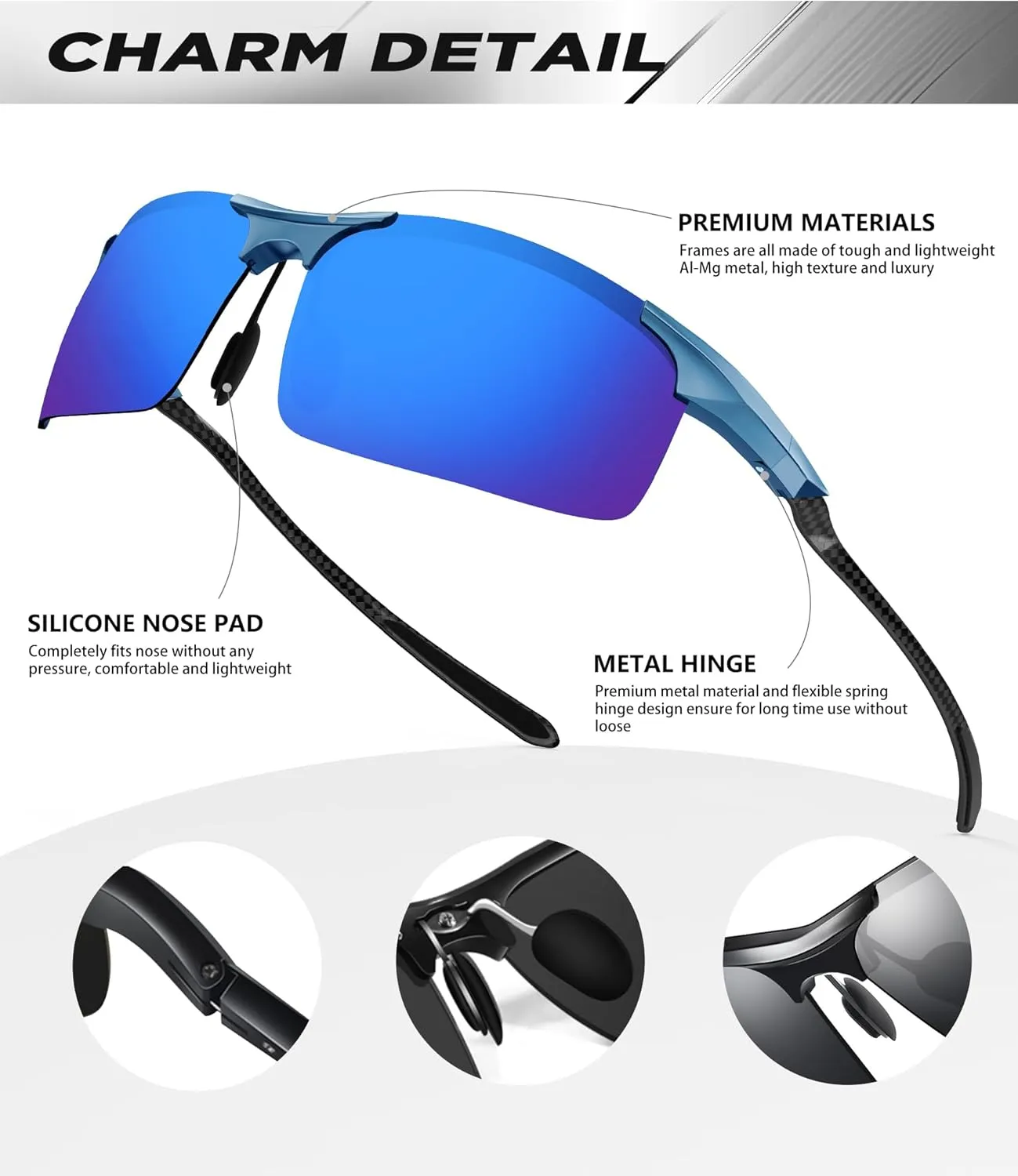 ANYLUV Polarized Sunglasses-Men Mens-Sunglasses Sport: Carbon Fiber Lightweight Sun Glasses Al-Mg UV400 Fishing Driving Golf