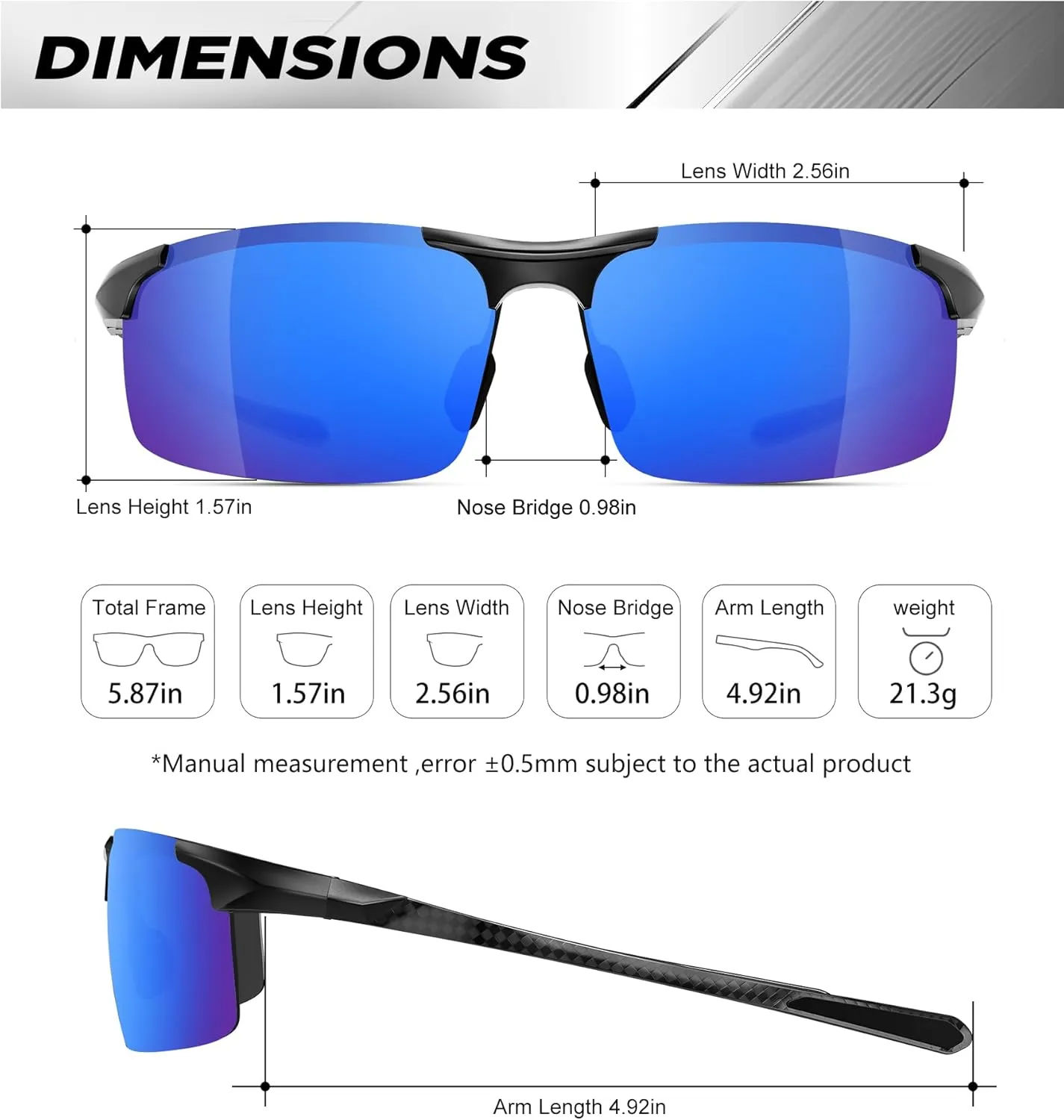 ANYLUV Polarized Sunglasses-Men Mens-Sunglasses Sport: Carbon Fiber Lightweight Sun Glasses Al-Mg UV400 Fishing Driving Golf