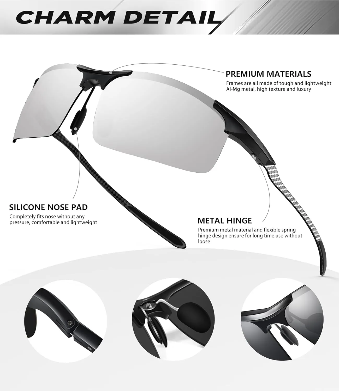 ANYLUV Polarized Sunglasses-Men Mens-Sunglasses Sport: Carbon Fiber Lightweight Sun Glasses Al-Mg UV400 Fishing Driving Golf