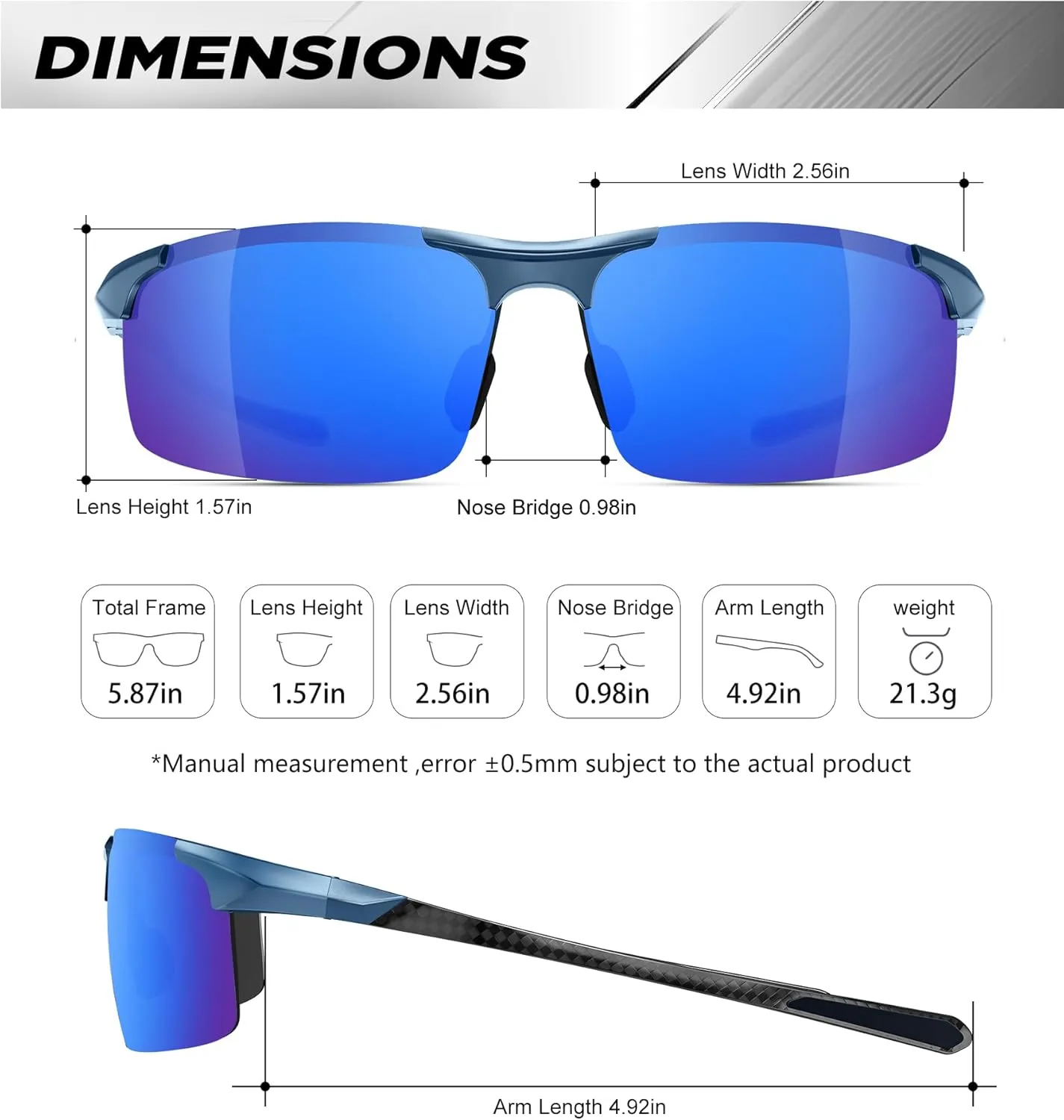 ANYLUV Polarized Sunglasses-Men Mens-Sunglasses Sport: Carbon Fiber Lightweight Sun Glasses Al-Mg UV400 Fishing Driving Golf