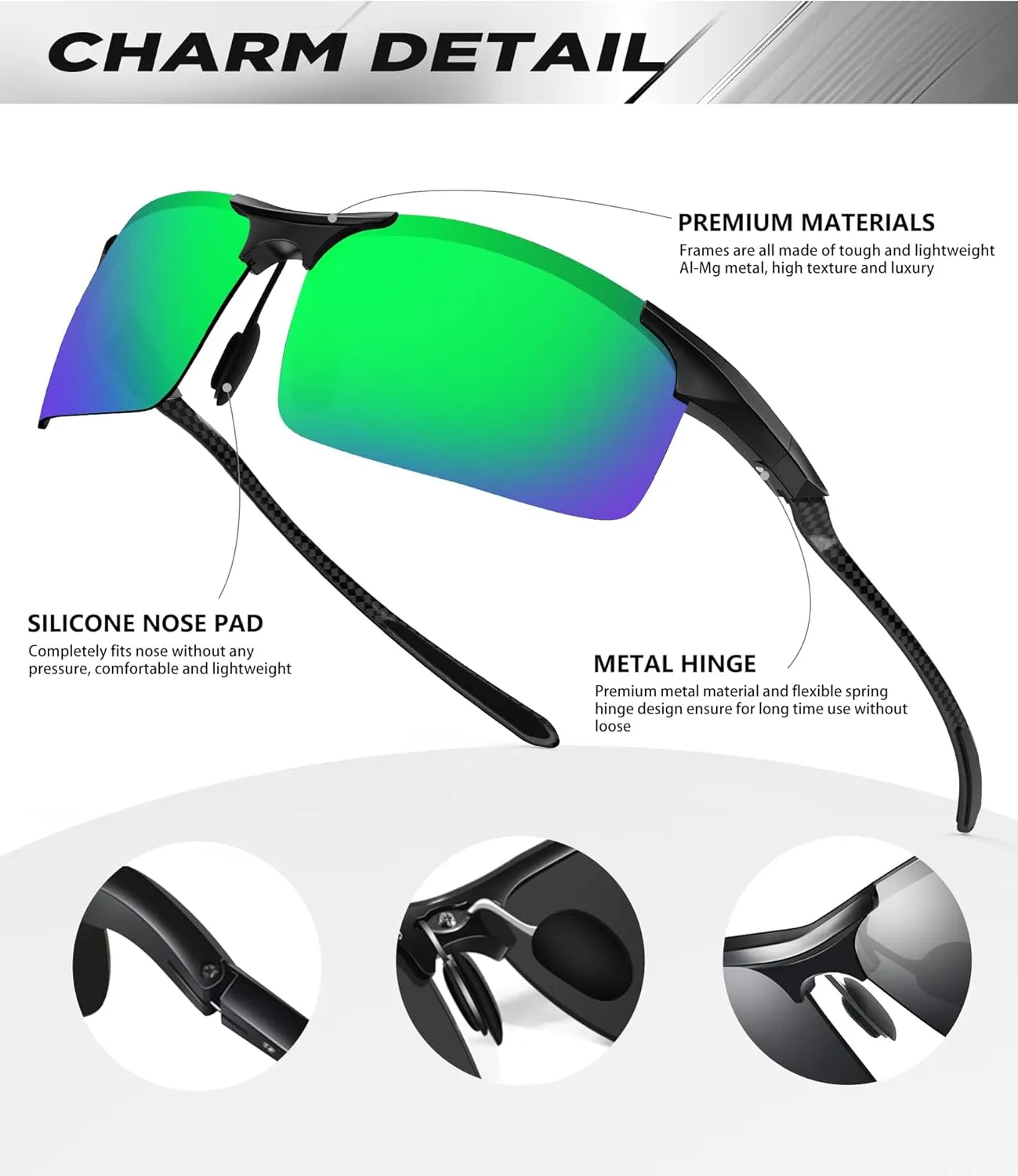 ANYLUV Polarized Sunglasses-Men Mens-Sunglasses Sport: Carbon Fiber Lightweight Sun Glasses Al-Mg UV400 Fishing Driving Golf