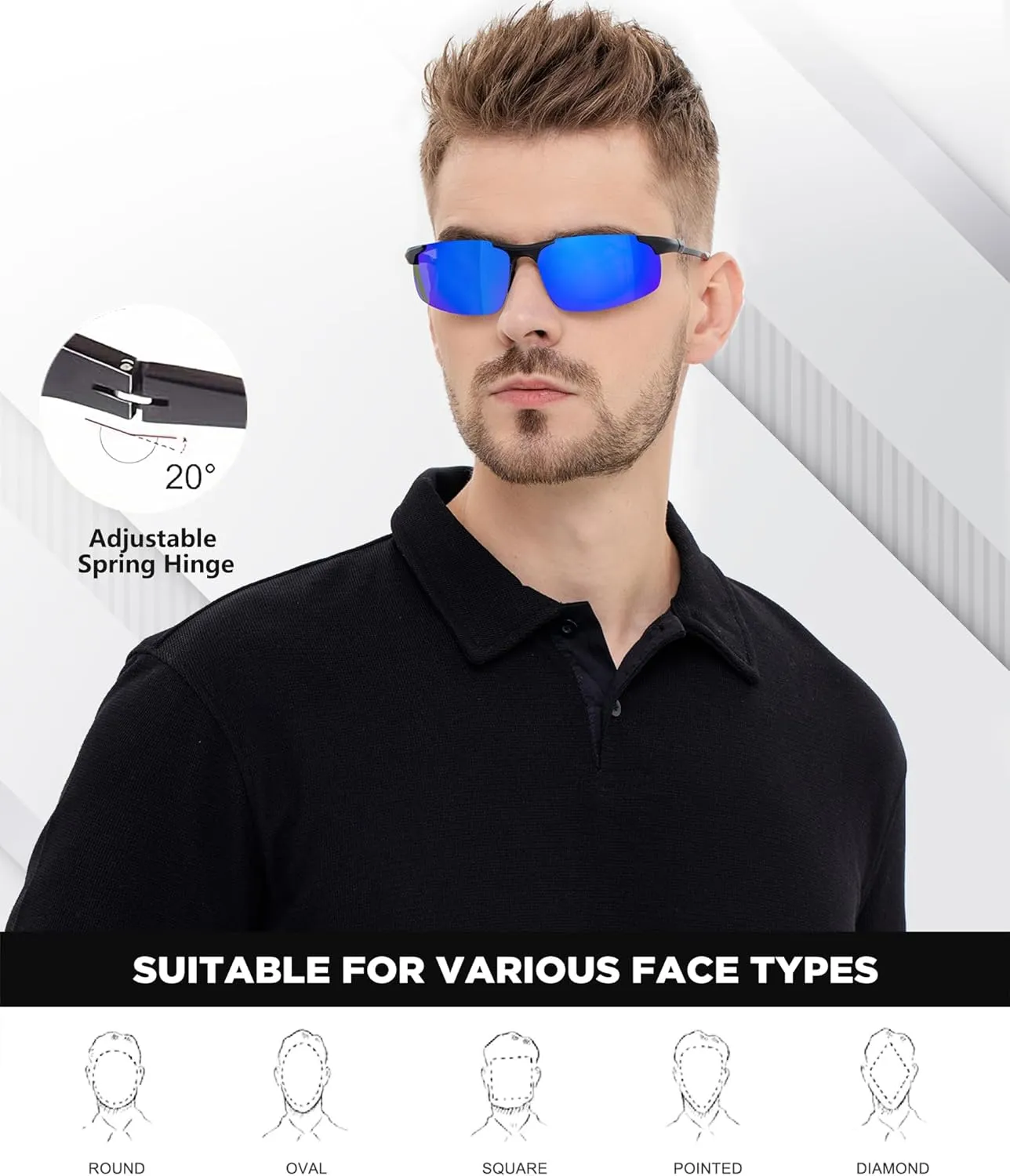 ANYLUV Polarized Sunglasses-Men Mens-Sunglasses Sport: Carbon Fiber Lightweight Sun Glasses Al-Mg UV400 Fishing Driving Golf
