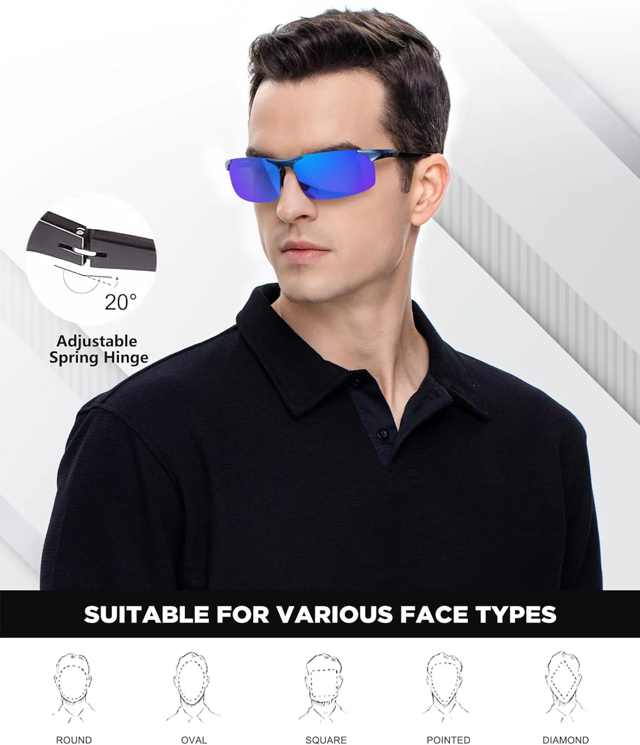 ANYLUV Polarized Sunglasses-Men Mens-Sunglasses Sport: Carbon Fiber Lightweight Sun Glasses Al-Mg UV400 Fishing Driving Golf