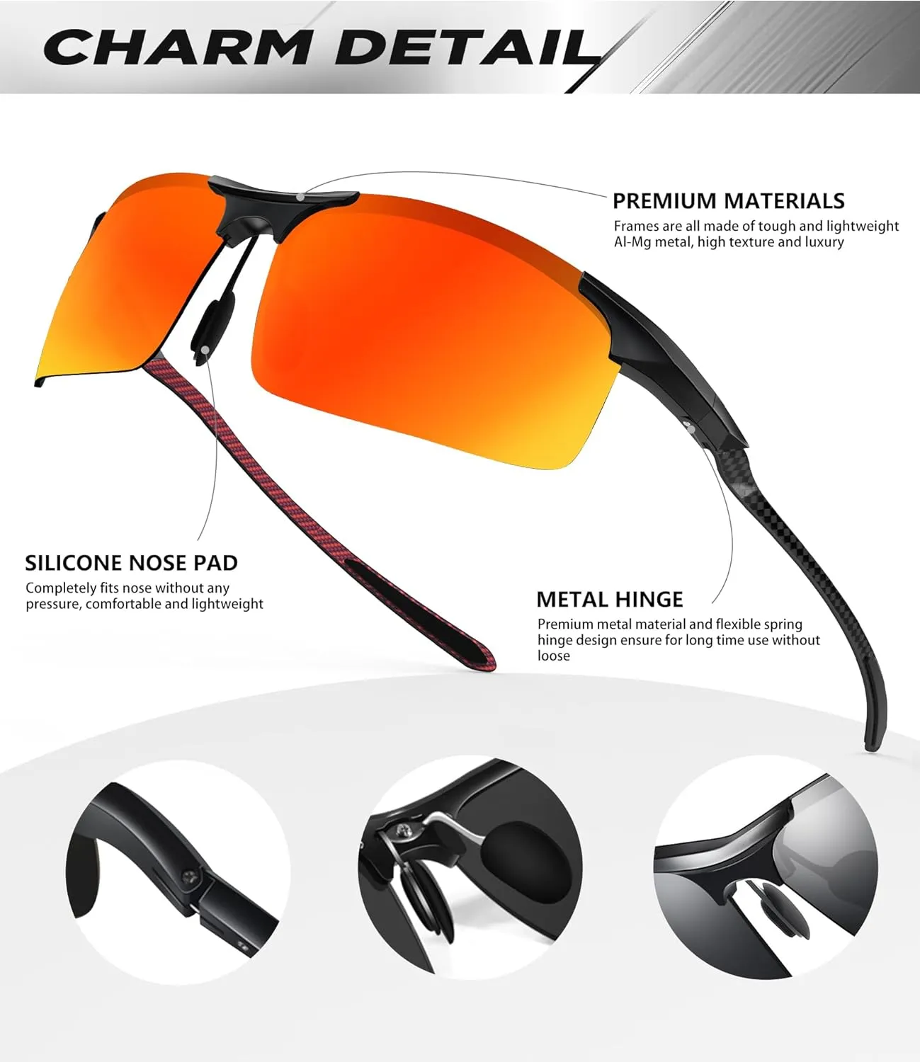 ANYLUV Polarized Sunglasses-Men Mens-Sunglasses Sport: Carbon Fiber Lightweight Sun Glasses Al-Mg UV400 Fishing Driving Golf