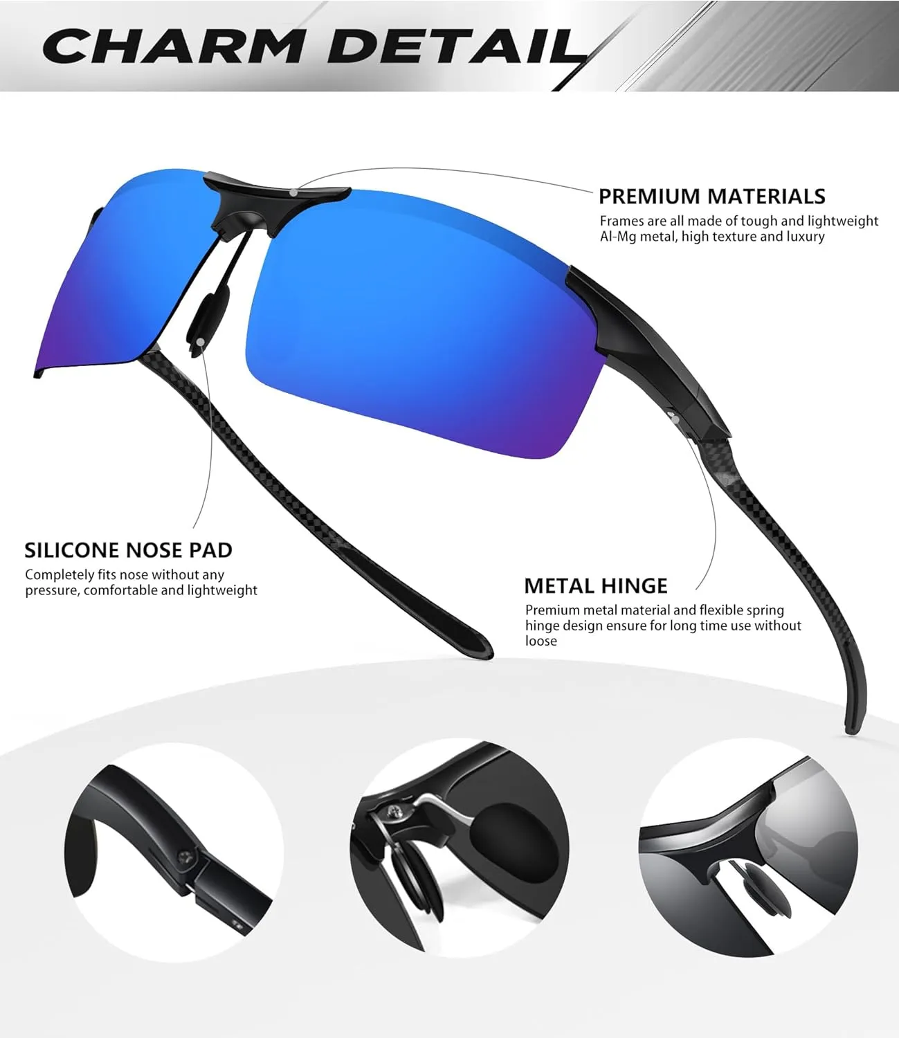ANYLUV Polarized Sunglasses-Men Mens-Sunglasses Sport: Carbon Fiber Lightweight Sun Glasses Al-Mg UV400 Fishing Driving Golf