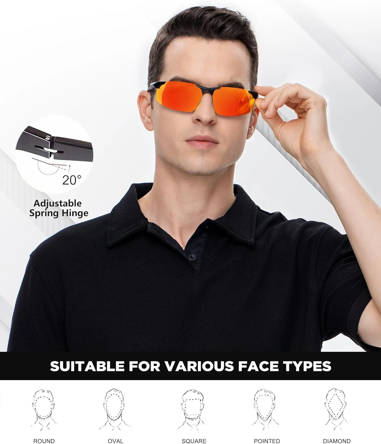 ANYLUV Polarized Sunglasses-Men Mens-Sunglasses Sport: Carbon Fiber Lightweight Sun Glasses Al-Mg UV400 Fishing Driving Golf