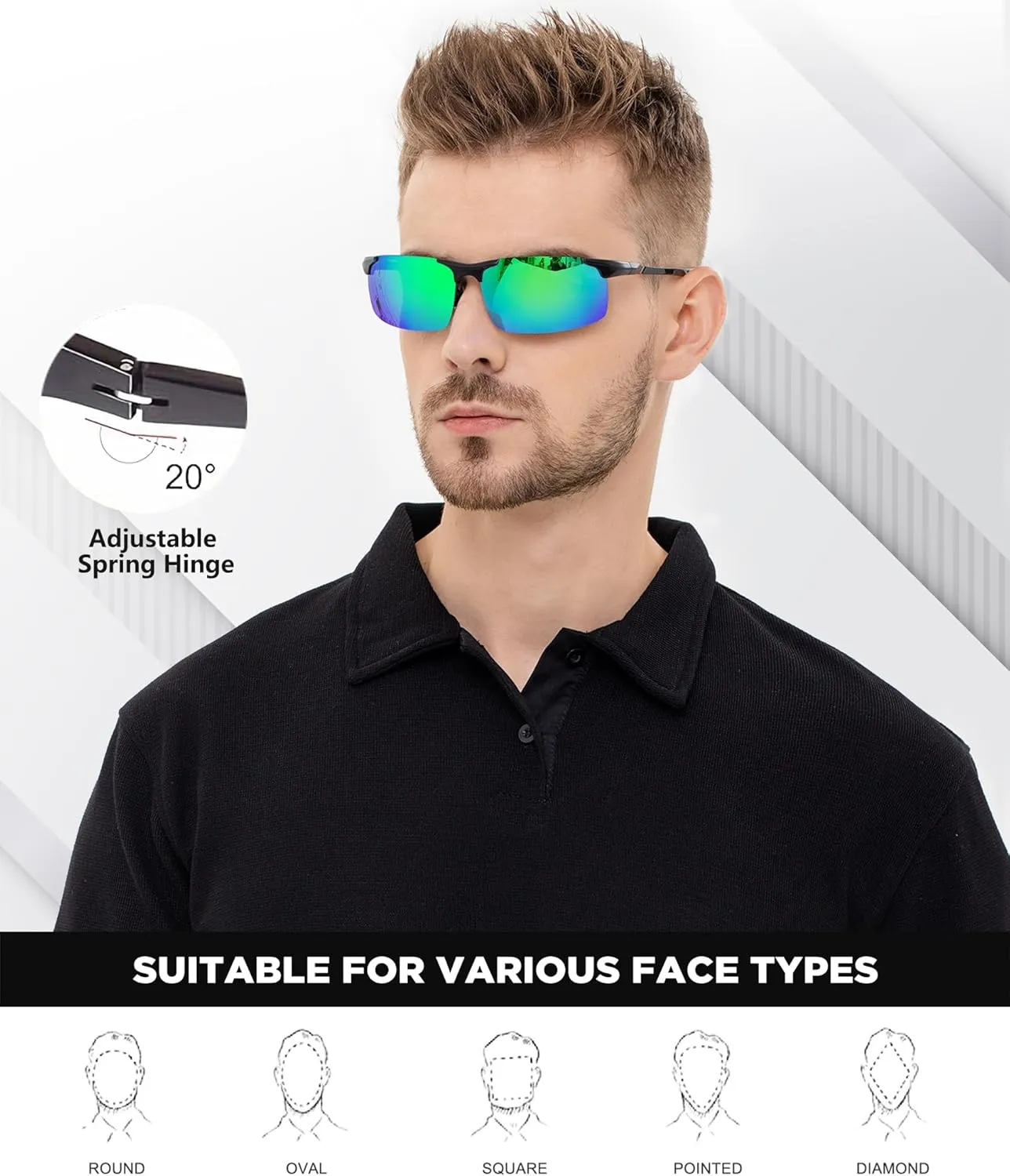 ANYLUV Polarized Sunglasses-Men Mens-Sunglasses Sport: Carbon Fiber Lightweight Sun Glasses Al-Mg UV400 Fishing Driving Golf