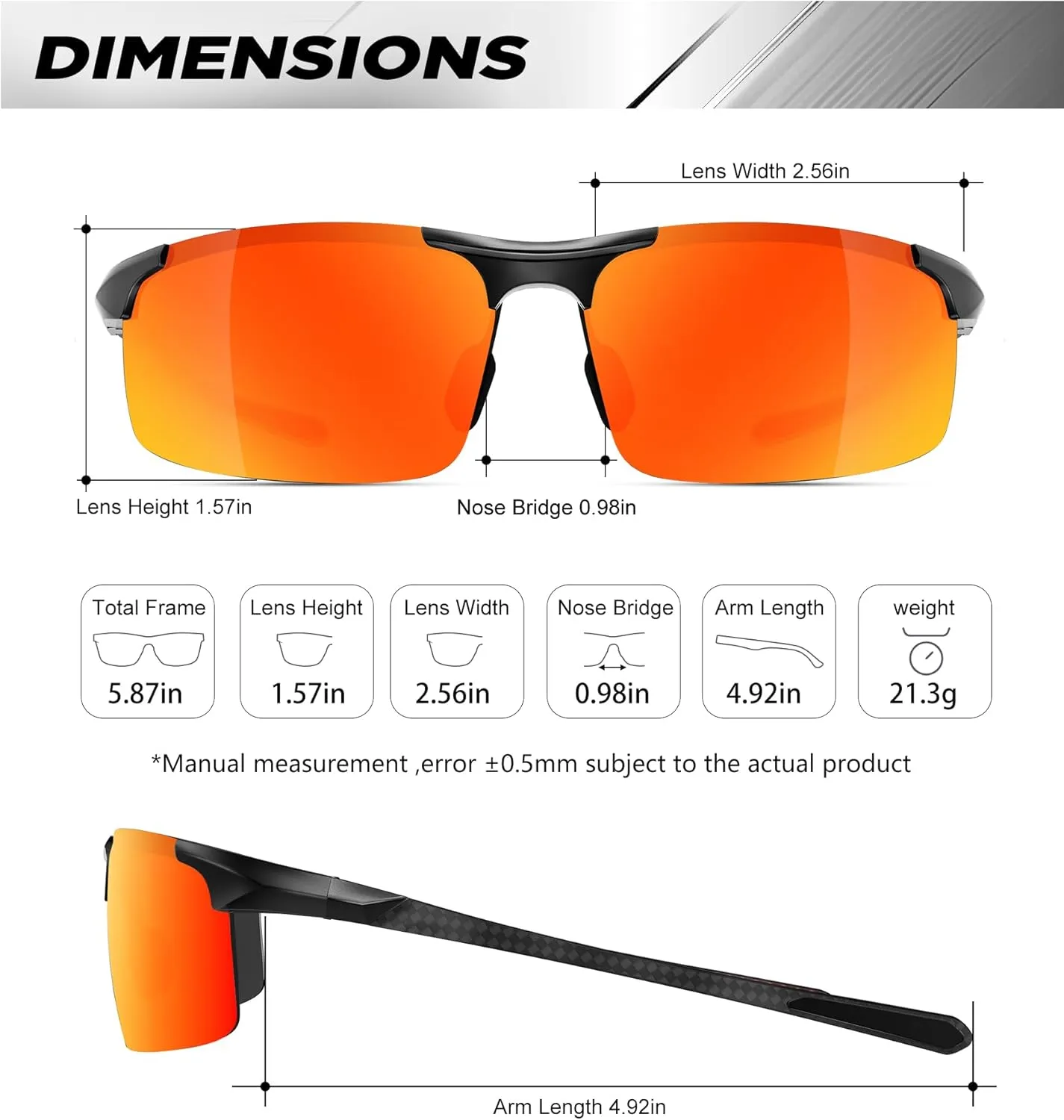 ANYLUV Polarized Sunglasses-Men Mens-Sunglasses Sport: Carbon Fiber Lightweight Sun Glasses Al-Mg UV400 Fishing Driving Golf