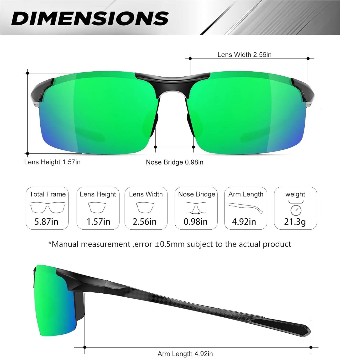 ANYLUV Polarized Sunglasses-Men Mens-Sunglasses Sport: Carbon Fiber Lightweight Sun Glasses Al-Mg UV400 Fishing Driving Golf