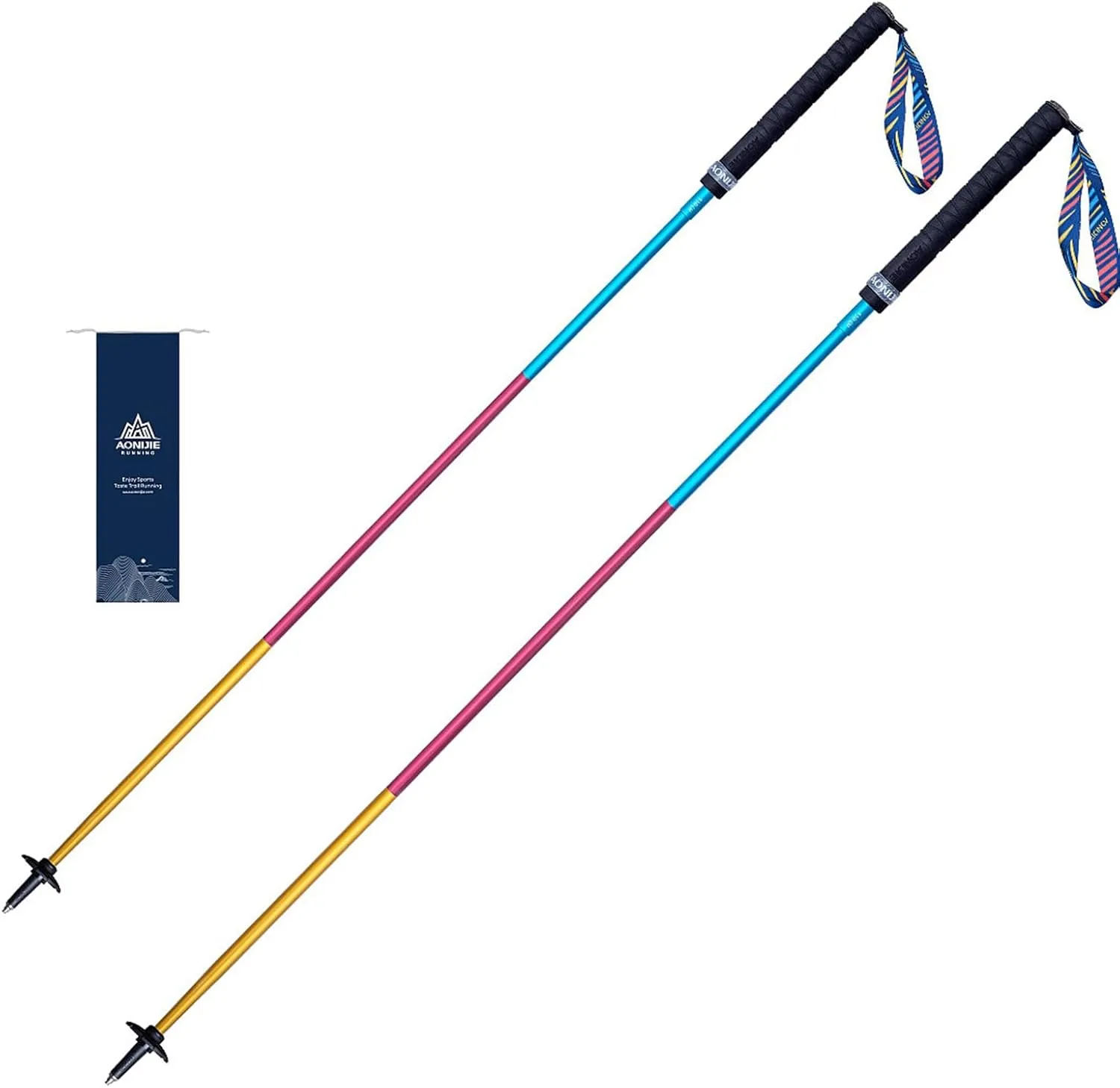 AONIJIE Trail Running Poles 2 Pcs Outdoor Trekking Poles Foldable Aluminum Alloy Sticks Quick Lock Ultralight for Camping Hiking Mountaining Marathon