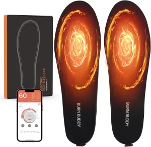 APP Control Heated Insoles for Women & Men, 5000mAh Rechargeable Foot Toe Warmers for Hiking, Camping, Skiing & Hunting