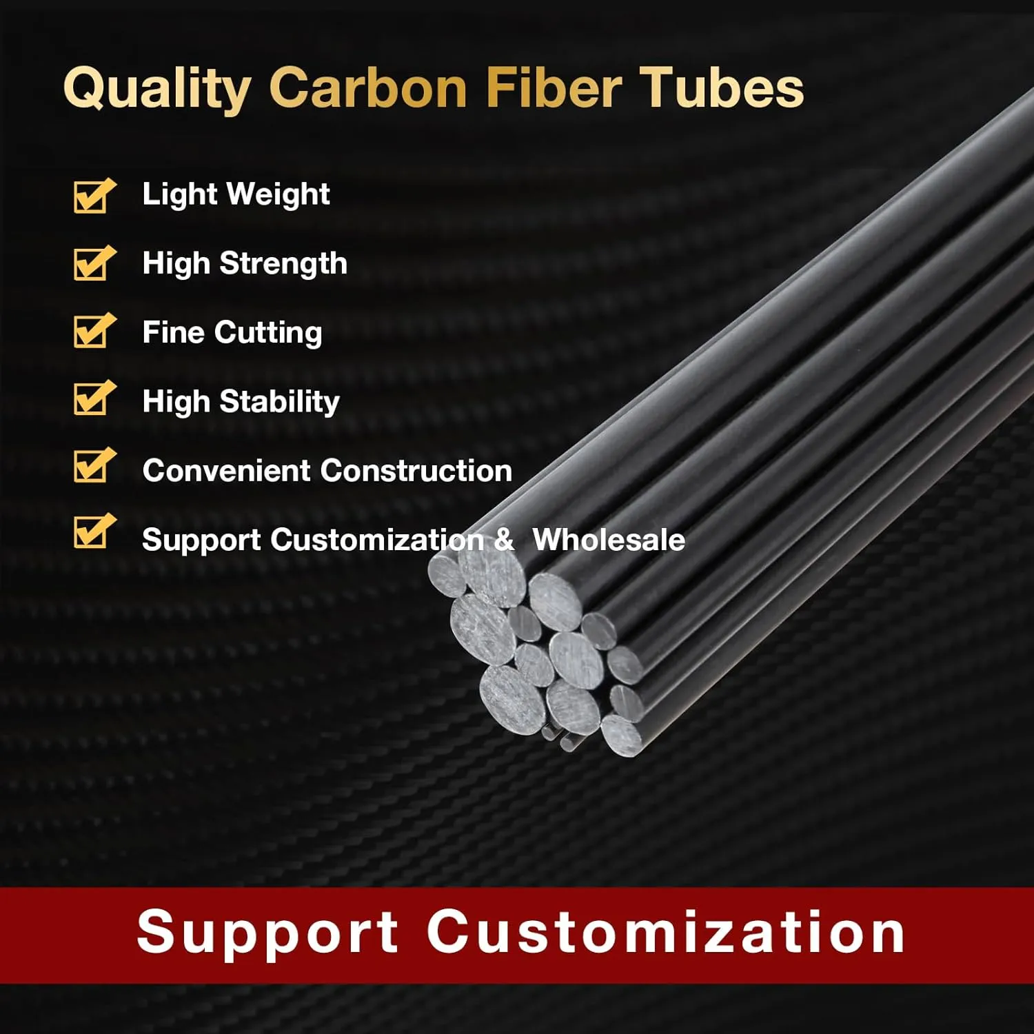ARRIS 5mm Carbon Fiber Rod, 1.0mm 1.5mm 2.0mm 2.5mm 4mm 6mm 7mm 8mm 9mm 10mm Available, Solid 3K Carbon Rod Bar 400mm Length for RC Plane Kite DIY Craft, 5PCS