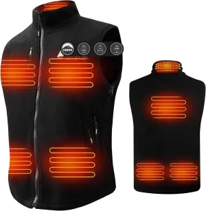ARRIS Fleece Heated Vest for Men with Battery Pack Included, Size Adjustable 8 Heating Zones for Hunting Black