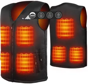 ARRIS Fleece Heated Vest for Men with Battery Pack Included, Size Adjustable 8 Heating Zones for Hunting Black
