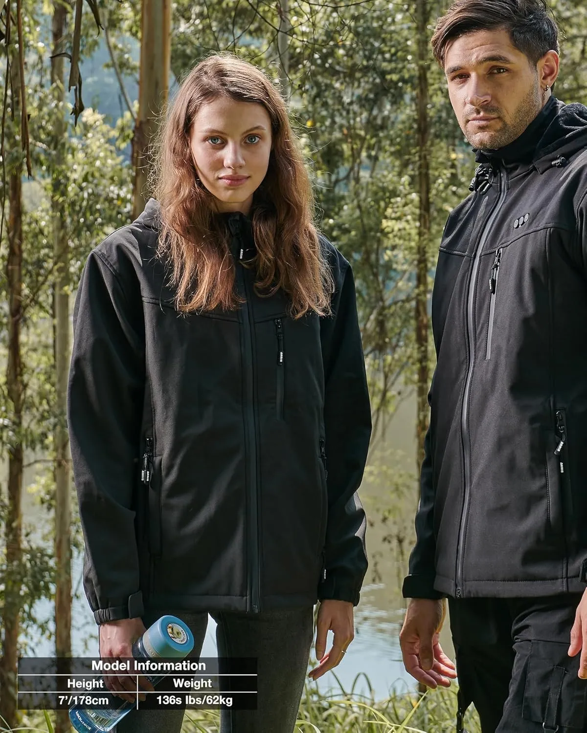 ARRIS Women`s Heated Jacket Waterproof, Electric Heating Coat with 7.4V Battery and Detachable Hood - 8 Heating Areas