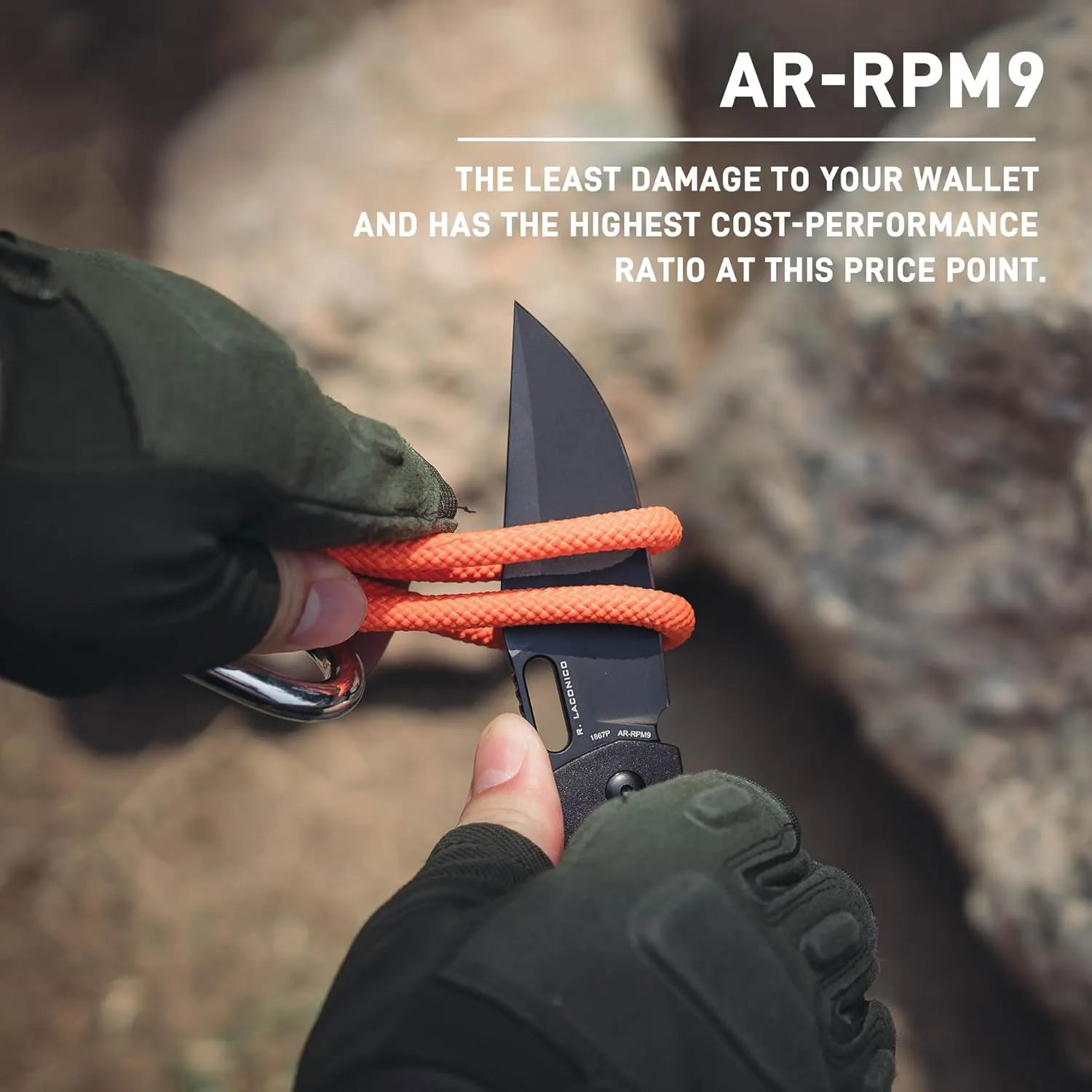 ARTISANCUTLERY REVEL Pocket Knife with 3.54'' AR-RPM9 Steel Blade, Folding Knife with FRN Handle for Men Women Camping Hiking(1867P Black)