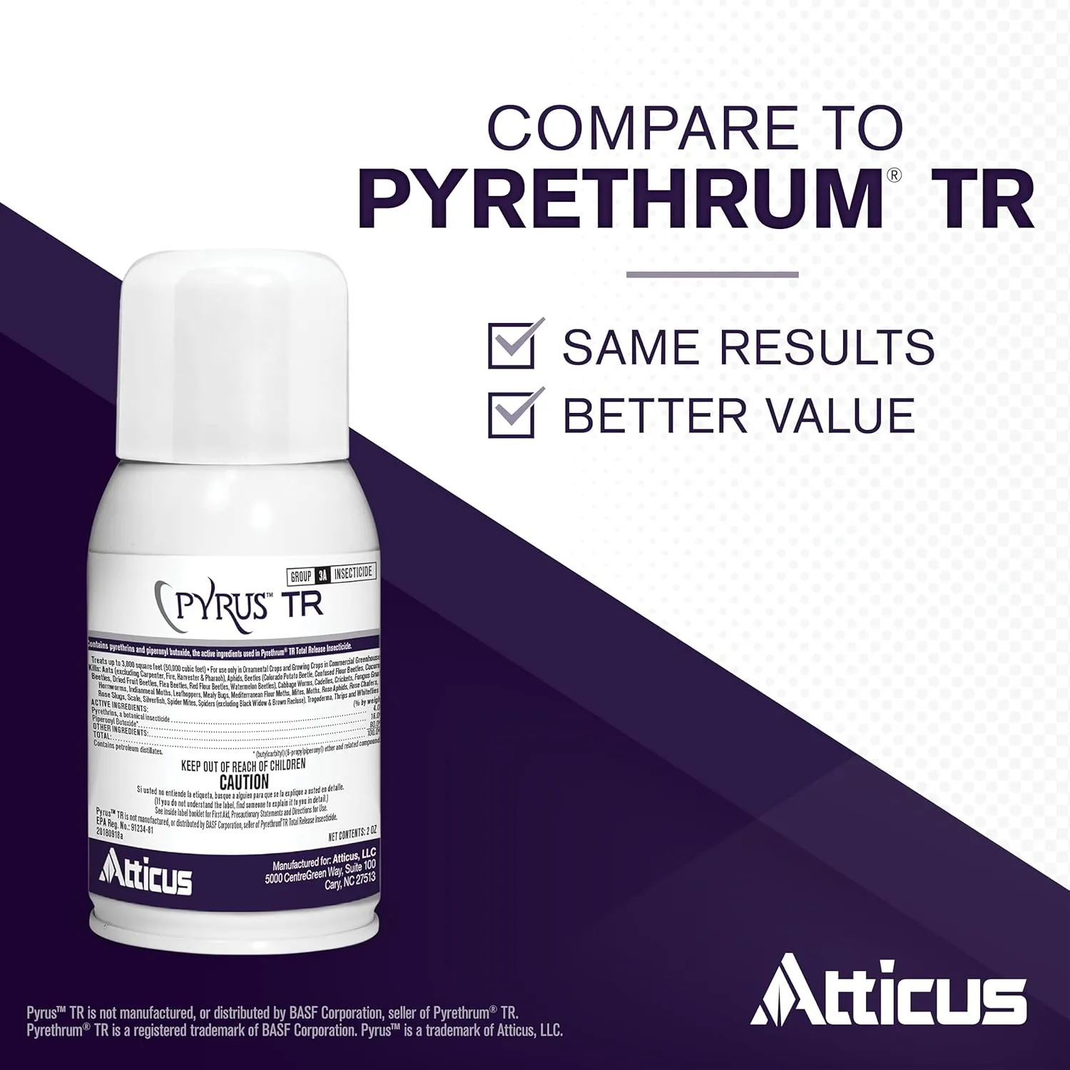 Atticus Pyrus TR Greenhouse Fogger (2oz) - (Compare to Pyrethrum) - Total Release Pyrethrin Insecticide/Miticide - Controls Mites, Thrips, Aphids, Whiteflies, and Fungus Gnats (Packaging May Vary)
