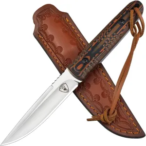 AUBEY Fixed Blade Hunting Knife Full Tang with Leather Sheath for Men, D2 Blade Outdoor Survival Camping Knife, G10 Handle
