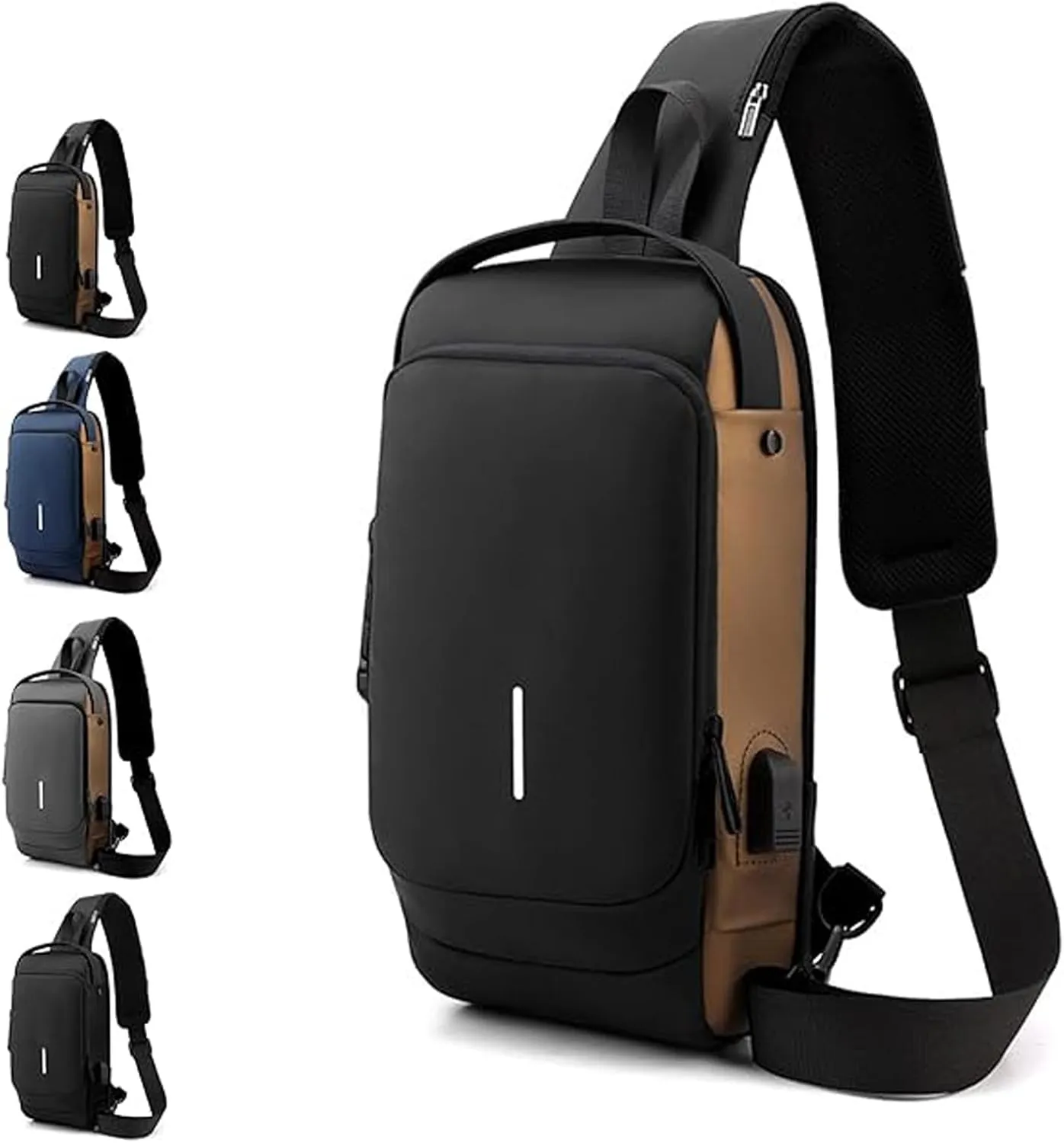 Auricz Bag, Auricz Sling Bag, New Carbon Fiber Streamline Anti-Theft Sling Bag, Rechargeable, For Hiking, Travel