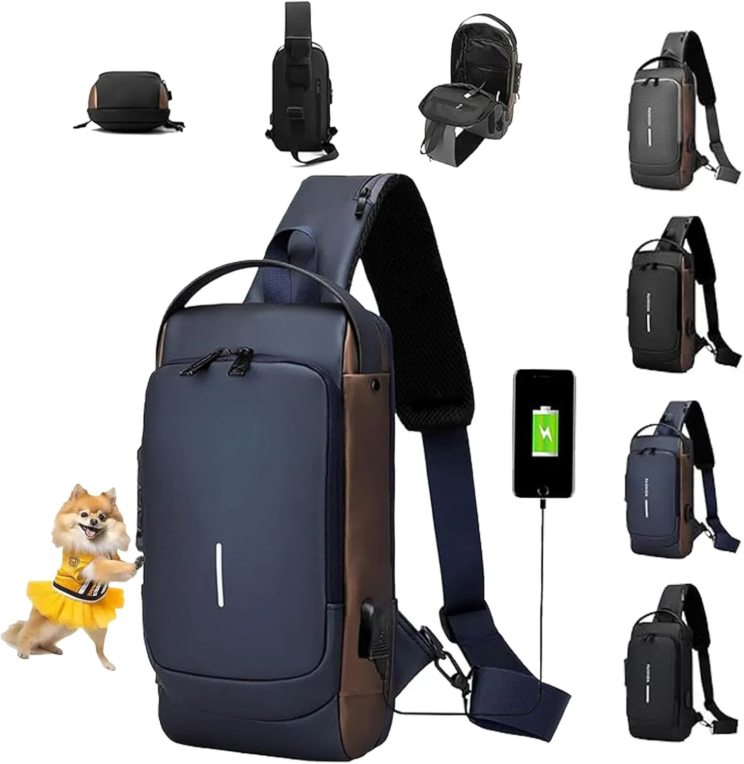Auricz Bag, Leyweio Bag, Auricz Sling Bag with USB Port, New Carbon Fiber Streamline Anti-Theft Sling Bags