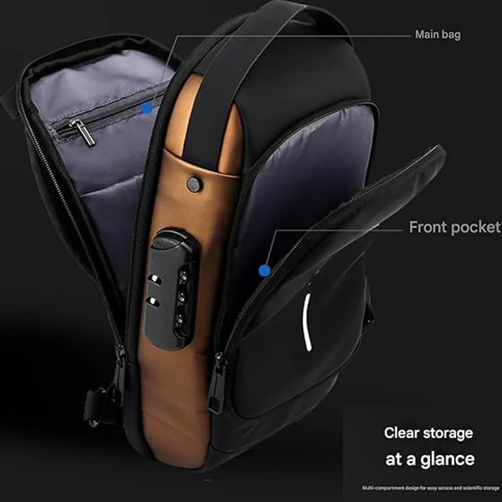 Auricz Sling Bag, Leyweio Waterproof Chest Bag, 2025 New Upgrade Carbon Fiber Streamline Anti-Theft Sling Crossbody Bag